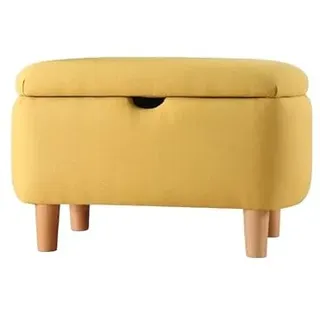 Atelier Del Sofa Skandinavischer Pouf, Gelb, 61 x 40 x 37 cm | 50% Baumwolle/50% Samt, Holzbeine, 6 cm orthopädische Polsterung | Elegant & funktional