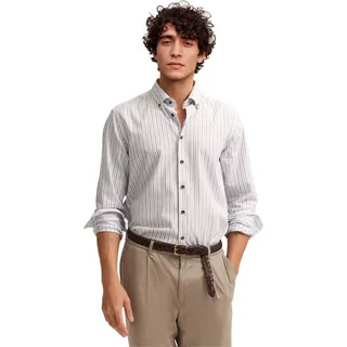bugatti Herren Hemd Langarm 9350-18401E Modern Fit gestreift Button-Down-Kragen Baumwolle Easy-Care Funktion