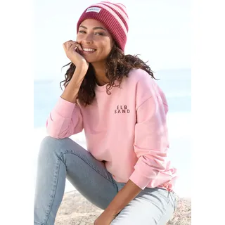 Sweatshirt ELBSAND "Carisa", Damen, Gr. XXL (44), rosa, Sweatware, Obermaterial: 95% Baumwolle, 5% Elasthan, unifarben, figurumspielend hüftlang, Rundhals, Sweatshirts Sweatshirt, mit verstellbarem Gummizug am Saum, Topseller