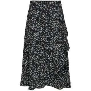 ONLY Damen ONLCARLY Flounce Long Skirt WVN NOOS Midirock, Schwarz, S