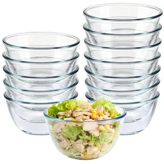 LDXDRU 12 Stück Glasschalen im Set 500ML Glasschüssel Salatschüssel Dessertschalen Glas Vorspeise Glasschale Dessertschüssel, Suppenschüssel