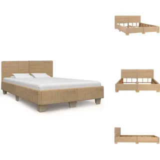vidaXL Bettrahmen Handgewebt Echtes Rattan 160×200 cm - Betten & Bettgestelle - Braun