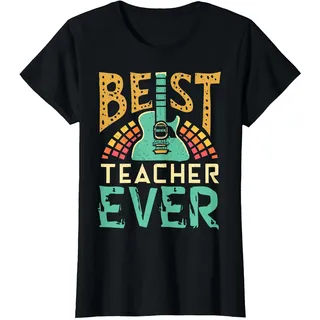 Best Teacher Ever Musiklehrer Gitarre Musik Lehrer T-Shirt, Damen, Schwarz, M