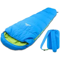 MOUNTREX Kinderschlafsack - Tragbar wie ein Rucksack - Schlafsack für Kinder (175 x 70 x 45 cm) - Outdoor, Reise, Zelten, Camping – Mumienschlafsack Leicht & Kompakt - 100% Baumwolle Innenfutter