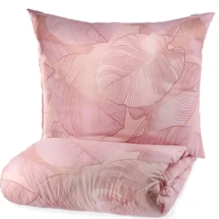 Kissenbezug Bettbezug Bettwäsche GALLO Mikrofaser-Bettwäsche blatt rosa 200x220 cm HOMLA - Rosa