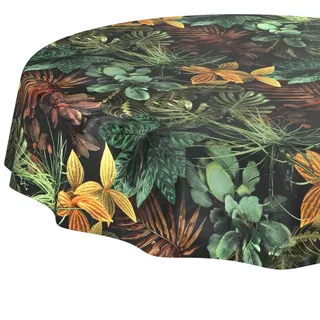 Wachstuchtischdecke Tischdecke abwaschbar Wachstischdecke pflegeleicht wasserabweisend Lotuseffekt Gartentischdecke Tropia Rund 140 cm Schnittkante