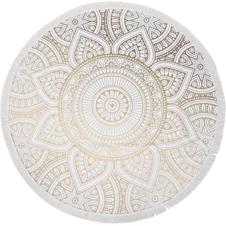 HUTSRAI Strandtuch aus Mikrofaser, rund, Boho, Hippie, indisch, mit Quasten, Wickeldecke, Übergröße, -Wandteppich