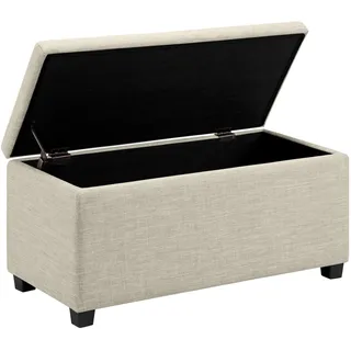 Amazon Basics Rechteckig Ottomane and Flurbank with stauroom, Gepolstert, Polyester, Beige, 42 x 91 x 43 cm (B x T x H)