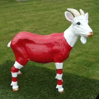 Gartenfigur Ziege 48 cm rot / weiß Köln 3660 Ziegenbock Bock Garten lebensecht - rot - Lebensgroß