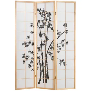 Homestyle4u Paravent 3-tlg. 132/179 cm Braun Bambusmuster , Holz , 132x179x2 cm , Wohnzimmer, Raumteiler, Paravents
