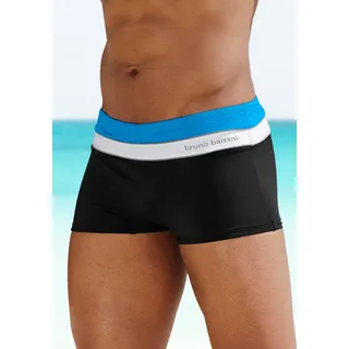 Boxer-Badehose BRUNO BANANI, Herren, Gr. 5, N-Gr, bunt (schwarz, türkis), Polyamid, Colorblocking, kontrastfarbene Details, Badehosen Boxer-Badehose, mit Kontraststreifen, Topseller