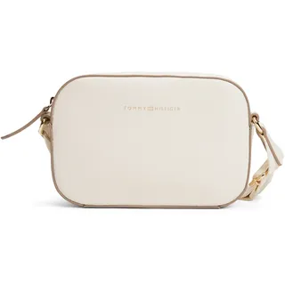 Tommy Hilfiger Umhängetasche TOMMY HILFIGER "TH LOGOTAPE CAMERA BAG", Damen, Gr. B/H/T: 13cm x 19,5cm x 5cm, weiß (ivory), Lederimitat, unifarben, Taschen Umhängetasche, Damen Schultertasche, Minibag mit Logo-Schriftzug auf Umhängeriemen