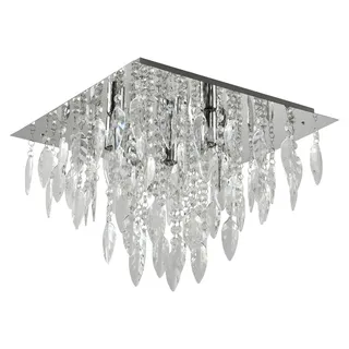M2 OUTLET M2 OUTLETLED-Kornleuchter Silber eckig, Chrom, Ø42cm, klar mit Besätzen