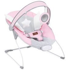 MoMi TULI Babywippe für Babys bis 9 kg, 58 x 49 x 53 cm, 3-Punkt-Sicherheitsgurt, Metallgestell mit Antirutsch-Füßchen, sensorisches Modul mit Melodien und Vibration