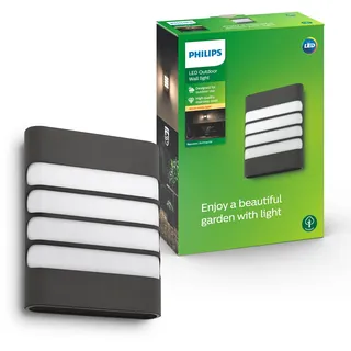 Philips Außenwandleuchte Edelstahl, Kunststoff, Metall 22,8 cm inkl. Bewegungsmelder anthrazit