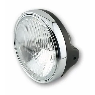 SHIN YO LTD-Scheinwerfer, 7 Zoll, H4-Einsatz mit geprägtem Glas, schwarz glänzend