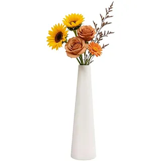 Bamboopack Weiße Keramik-Knospenvase, hohe konische Blume, kleine Knospen, Vasen, Einzelstiel-Vase, Heimdekoration, Blumendekoration für Blumen und Büro, Knospen, Heim- und Hochzeitsdekoration
