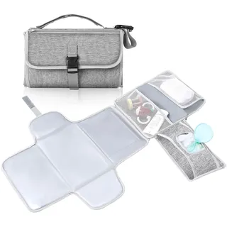 Romon Wickelunterlage, Windeltasche Kompakte Wickelauflage Abwaschbar Unterwegs Wasserdicht, Faltbar Abnehmbarer Diaper Changing Mat und Wasserabweisendem Wickelunterlagen, Grau