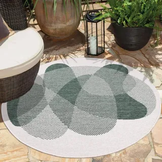 Carpet City Outdoorteppich »DUO RUG 5835« rund 5 mm Höhe Wendeteppich Wetterfest In- & Outdoor, Balkon, Terrasse, Wohnzimmer, grün