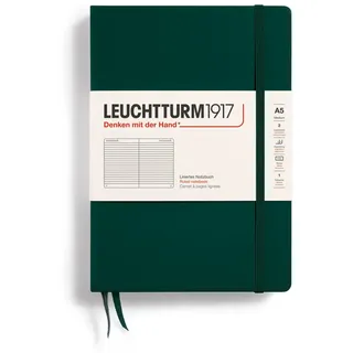 Leuchtturm LEUCHTTURM1917 367256 Notizbuch Medium (A5), Hardcover, 251 nummerierte Seiten, Forest Green, liniert