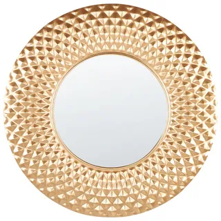 Beliani Wandspiegel Metall gold rund 60 cm Combe , Goldfarben , Rund , 60x60x1 cm , Spiegel, Wandspiegel