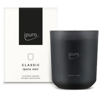 ipuro Classic dekorative Duftkerze - NOIR | Duftkerze im Glas mit Rose, Patschuli, Sandelholz, Eukalyptus & Kokosnuss Aroma | Kerzen mit langanhaltendem Duft | Raumduftkerze in schwarz 270g