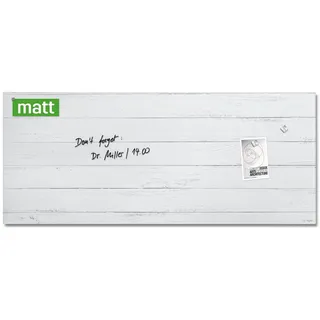 SIGEL GL381 Premium Glas-Magnettafel 130x55 cm, Holz-Optik vintage weiß, matt, nicht spiegelnd, SGS geprüft, einfache Montage, incl. 2 starke Magnete, Artverum