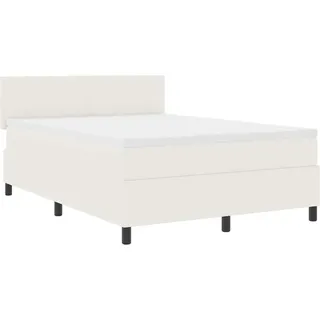 vidaXL Boxspringbett Creme und Weiß 140 x 190 cm Cordstoff - Creme