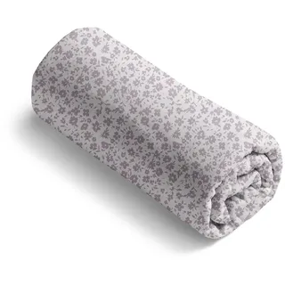Pure Cotton Spannbettlaken, 60 x 120 x 14 cm – Matratzenschoner integriert, EIN Satin-Spannbettlaken, 100% Baumwolle, Mako Satin, Fadendichte 200, weich, pflegeleicht 40 °C, Oeko-TEX® – weiß/Lavendel