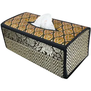 CCcollections Handgefertigte Reed Taschentuchboxabdeckung - Rechteckige Taschentuchbox Fügt Einen Raffinierten Akzent Zu Ihrer Wohnkultur Hinzu - Ideal Für Wohnzimmer Oder Büros (B Schwarz)