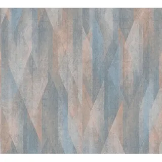 AS-Creation Vliestapete Grafisch Art Deco Matt Leicht Strukturiert Blau Beige