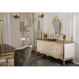 Italienische Möbel Kommode Gold Barock Rokoko Sideboard Anrichte Kommoden Holz - Weiß, Gold