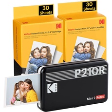 Kodak MINI 2 RETRO P210RB60 PORTABLE U'INSTANT PHOTO PRINTER BUNDLE 2.1X3.4 BLACK, Netzwerkkamera, Schwarz