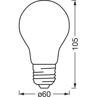Osram Matter Leuchtmittel E27 Glühlampenform A60 Dimmbar 6W 806 lm 10,5 x 6 cm