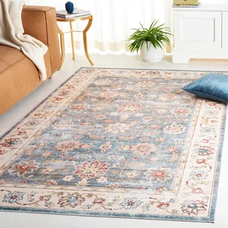 SAFAVIEH Distressed Teppich für Maschinenwaschbar und rutschfest - Ideal für stark frequentierte Bereiche - Arizona Collection, Kurzer Flor, Grün und Beige, 183 X 183 cm