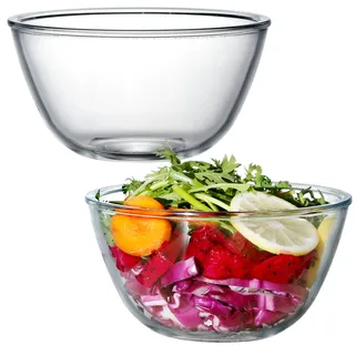 NUTRIUPS 2 Stück Glasschalen im Set 15.5cm Glasschüssel 1L Salatschüssel Glas Dessertschalen Glas, Vorspeise Glasschale
