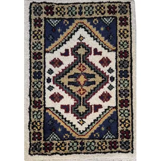 WAWA TEPPICH Handgeknüpfter Wollteppich 40 x 60 cm | Handgeknüpfter Wollteppich aus 100 % Wolle, handgefertigt in Indien