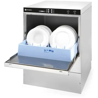 HENDI Geschirrspüler, elektromechanische Steuerung, für Gläser, inklusive 2 Spülkörben von 500x500mm, Besteckkorb, mit Ablauf pumpe, Gläserspüler, 400V/6400W, 645x576x(H)837mm, Edelstahl