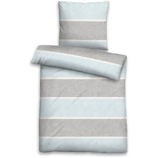 biberna Melange-Flanell Bettwäsche blau 135x200+80x80 cm, (506070)