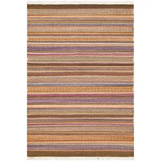 Cazaris Orientteppich , Blau, Multicolor , Textil , Streifen , rechteckig , 120x180 cm , Care & Fair, AZO-frei, Handmade in India , für Fußbodenheizung geeignet, in verschiedenen Größen erhältlich, leicht zusammenrollbar , Teppiche und Böden, Teppiche, Orientteppiche