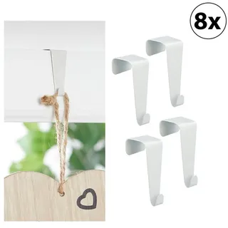 Cepewa 4/8er Set Tür - und Fensterhaken zum Einhängen in weiß Dekohaken Kleiderhaken Türhänger... (8er Set Türhaken 2x2x4cm