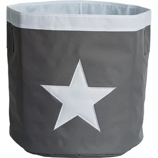 LOVE !T STORE !T Aufbewahrungskorb rund Auch geeignet als Wäschesammler 44 x 44 x 44 cm grau mit weißem Stern