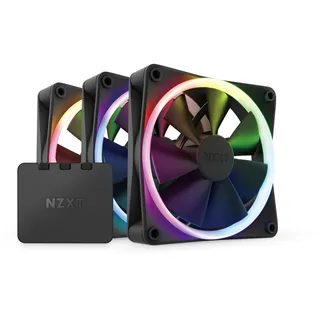 NZXT F Series F120 RGB, Matte Black, schwarz, 3er-Pack, LED-Steuerung, 120mm (RF-R12TF-B1)