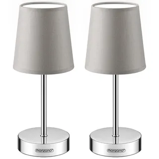 MONZANA® Nachttischlampe 2er Set 32cm Stoff Grau Taupe Anthrazit Weiß Wohnzimmer Schlafzimmer Lampe Leuchte Tischlampe Nachttischleuchte Tischleuchte - Braun