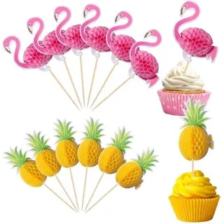 Hawaiian-Thermodekor - 24 Stücke mit Flamingo und Ananas