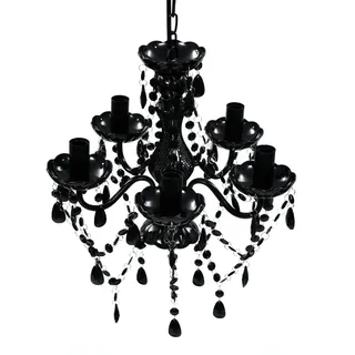 vidaXL Kristall Kronleuchter 5 Flammig Schwarz Lüster Deckenlampe Hängelampe