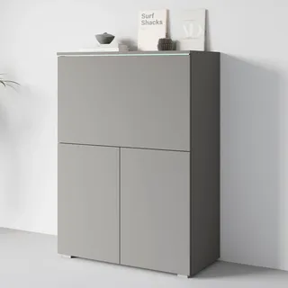 Home affaire PC-Schrank "Vera, Sekretär, Home-Office-Schreibtisch mit LED-Beleuchtung" 1 Stk. tlg. Multifunktional mit Stauraum, klappbare Tischfläche, LED, B 90 cm, grau pallad