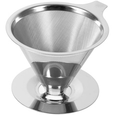 Mavis Laven Kaffeefilter, Edelstahl über Kaffee Dripper Doppelschicht Mesh Filter Cup Ständer für Home Office Restaurant verwenden