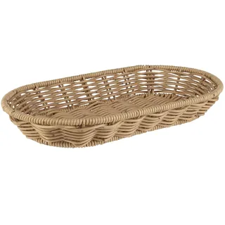 APS 40342 Korb oval „COVE“, Beiger Flechtkorb, Körbchen aus Polypropylen, Behältnis aus Flechtwerk, Brötchenkorb, Lebensmittelkorb, Maße 28 x 16 cm, Höhe 4 cm, beige