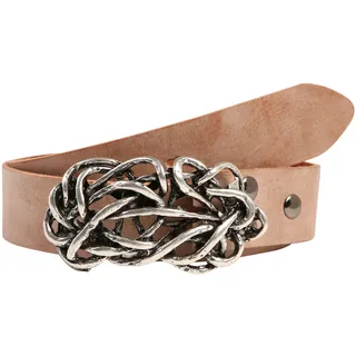 Ledergürtel RETTUNGSRING GÜRTEL, Damen, Gr. 110, beige (natur), Leder, unifarben, Gürtel Ledergürtel, mit austauschbarer Schließe »Strohknoten«